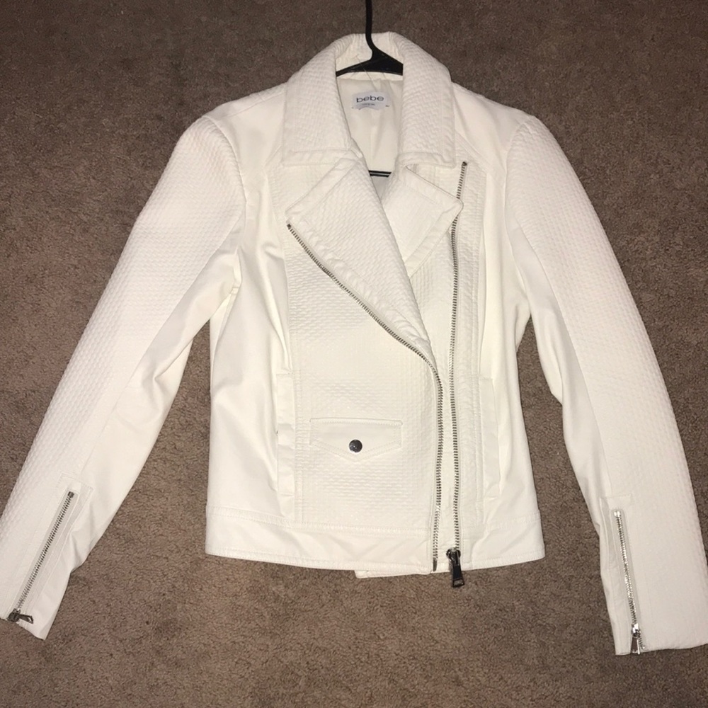 BeBe white leather jacket